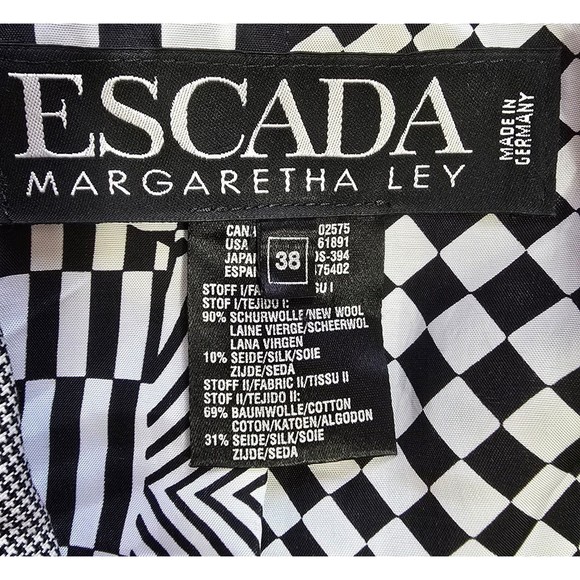 Escada vintage 90s wool silk art mixed patterns career blazer Germany. Medium - Picture 10 of 11